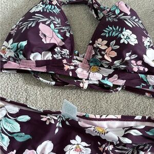 Adore Me Floral Bikini in Purple and White